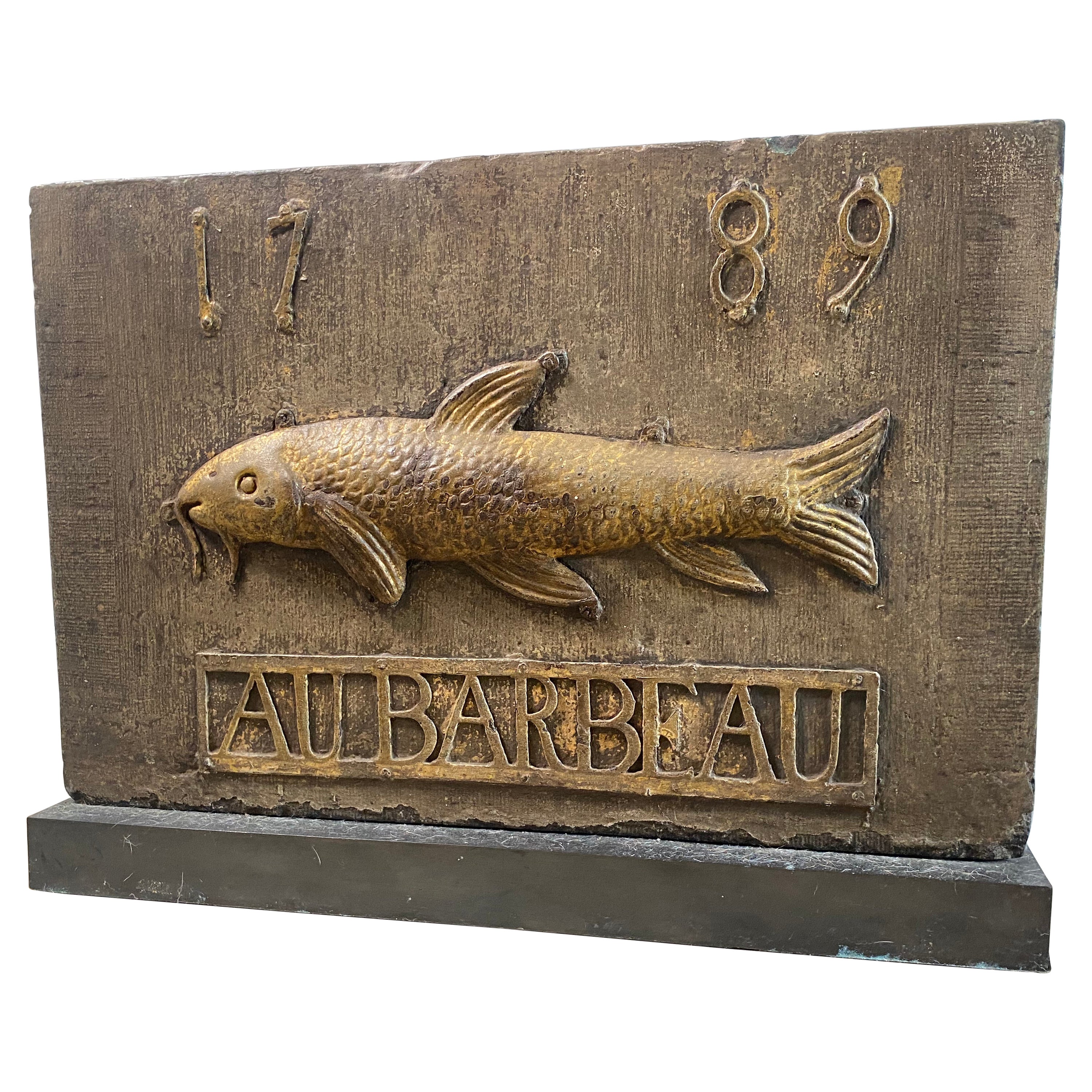 18th Century Stone and Gilded Copper Fish Sign, Axel Vervoordt