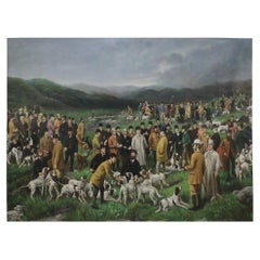 Used Large Men and Dogs Gathering for the Hunt Painting on Canvas