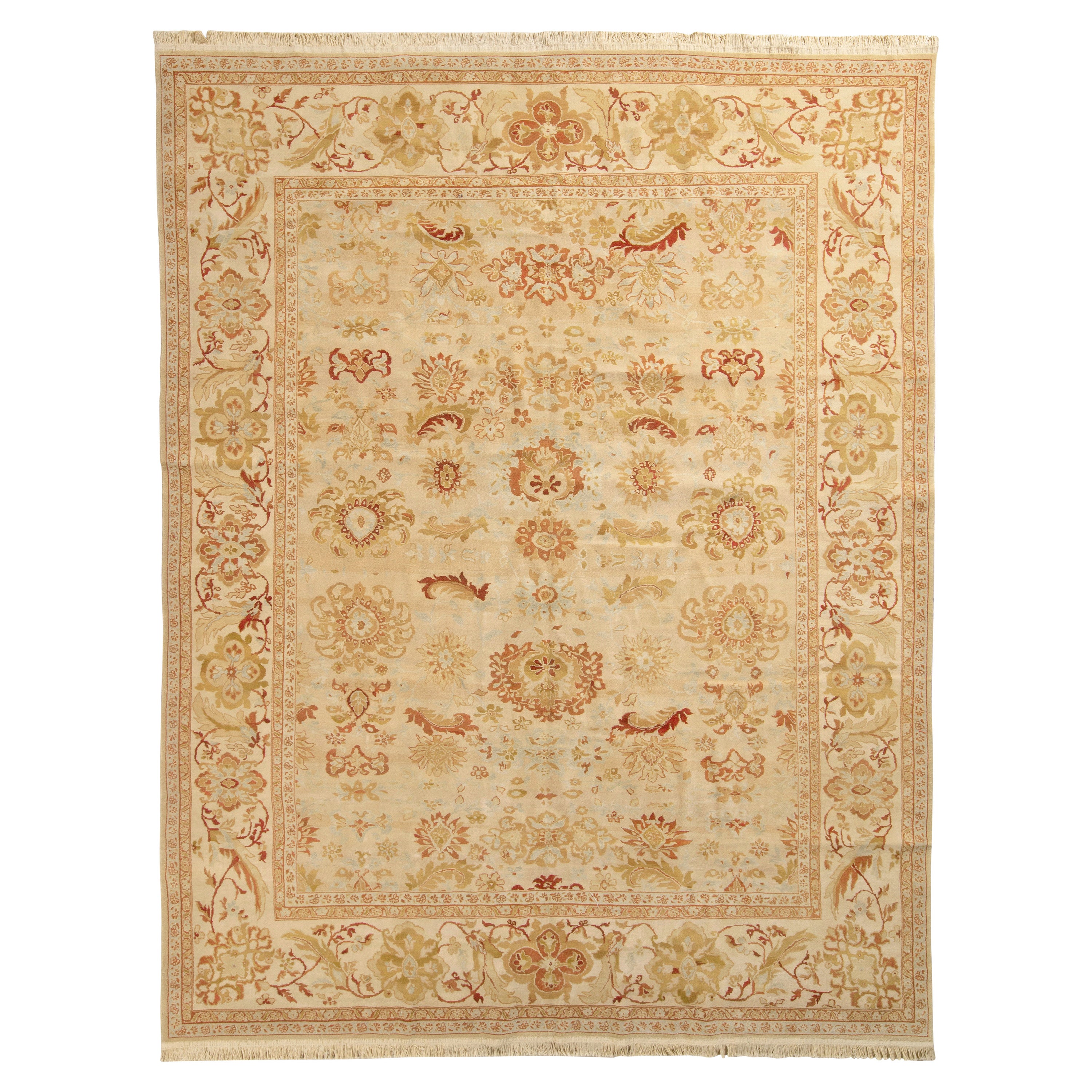 Rug & Kilim’s Sultanabad Style Rug in Beige-Brown, Red Floral Pattern For Sale