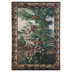 Aubusson Tapestry-Style Landscape Oil Painting on Canvas