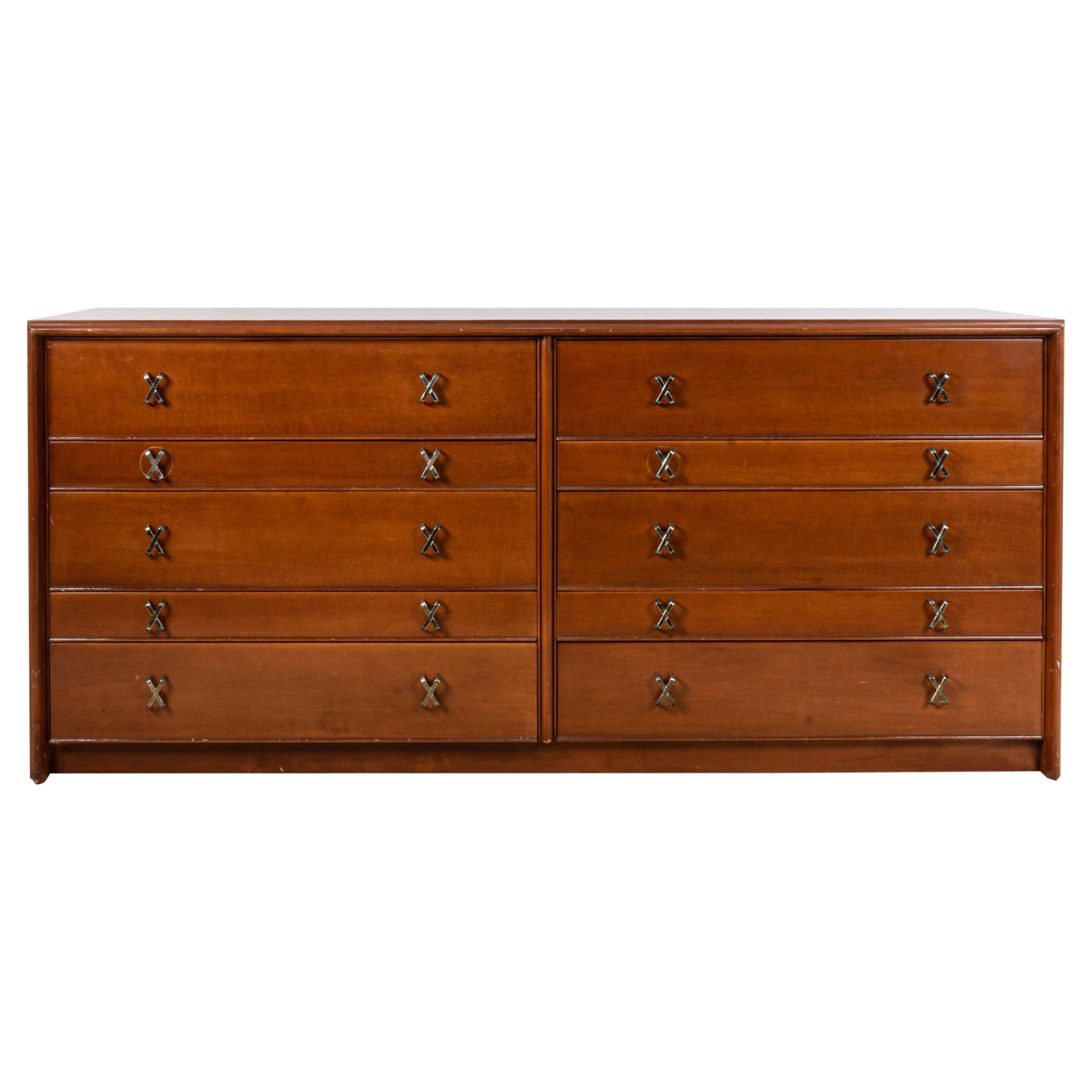 Mid-Century Double Dresser with X-Shaped Drawer Pulls