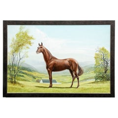 Used Original Oil on Board 1950, “Portrait of a Horse”, Signed Lower Right by Harold
