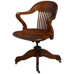 Antique Victorian Walnut Revolving Office Chair