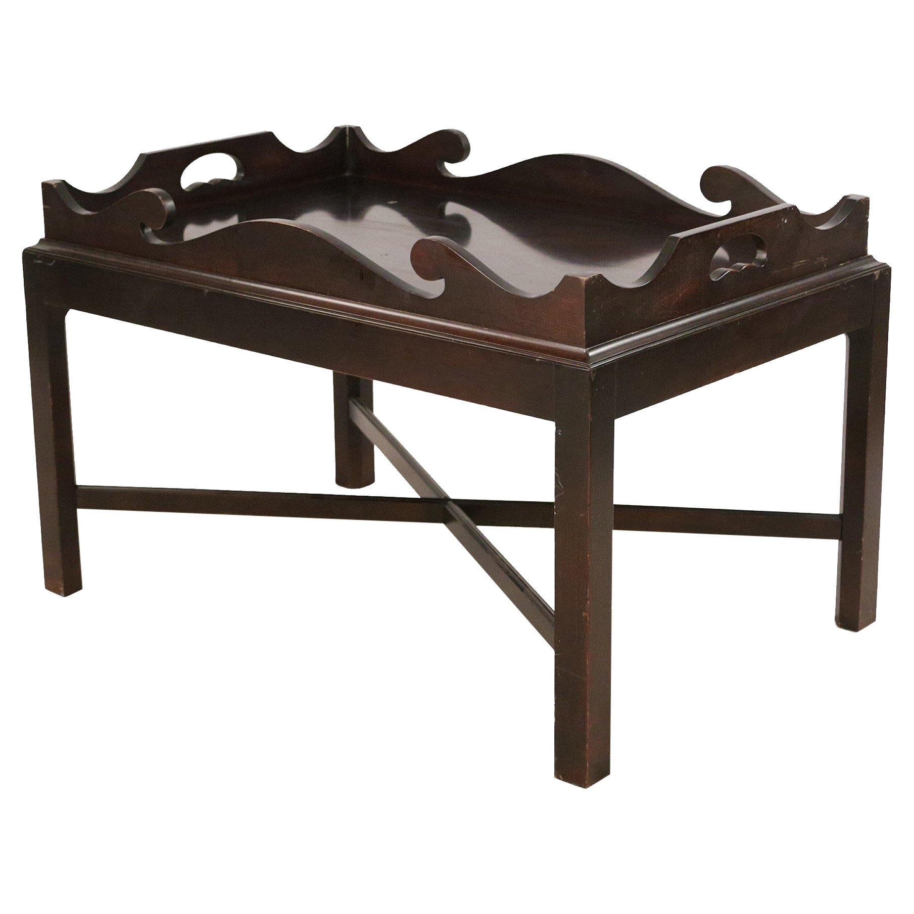 Contemporary Mahogany Removable Tray Top Coffee Table For Sale
