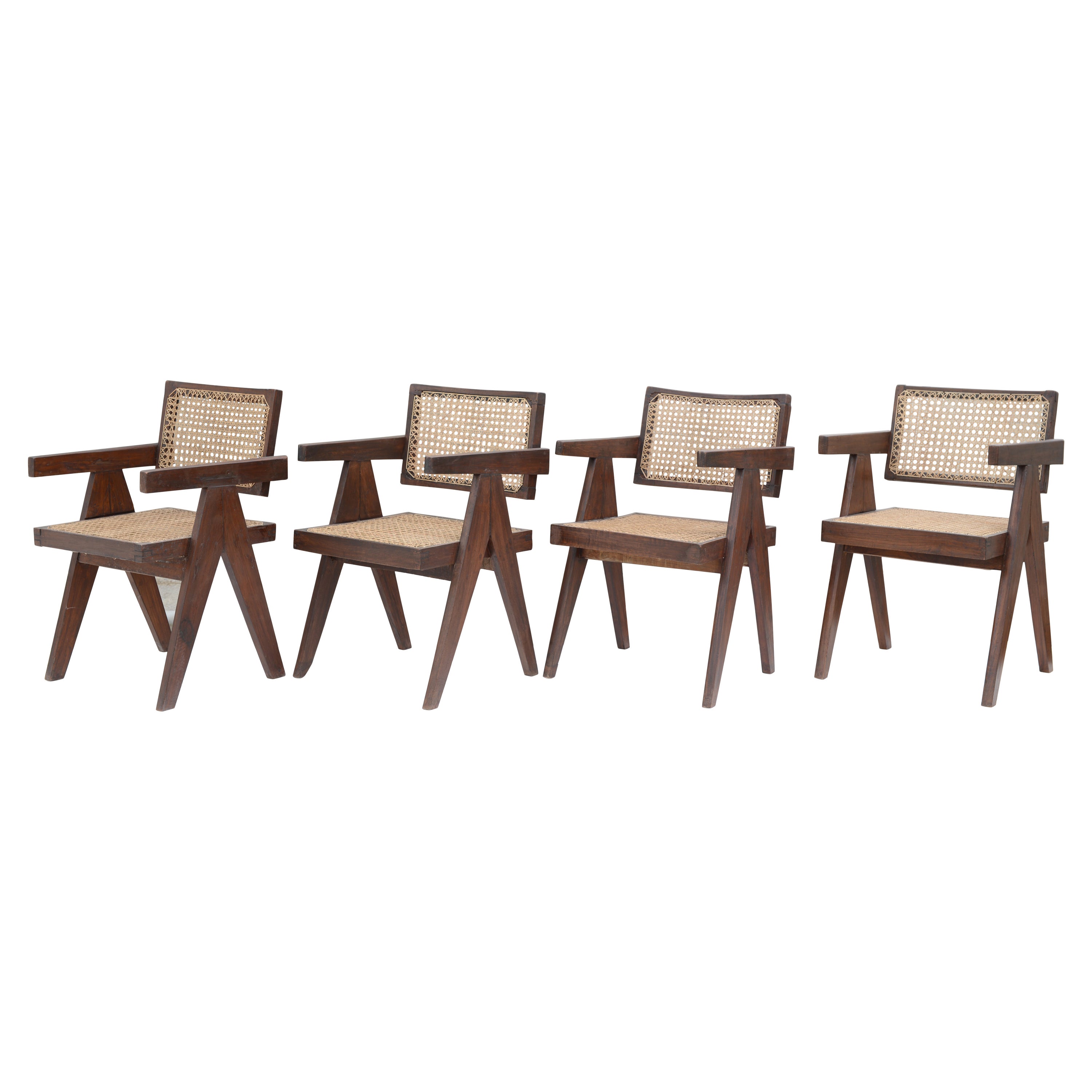 Pierre Jeanneret Set of 4 Chairs / Authentic Mid-Century Modern PJ-SI-28-A