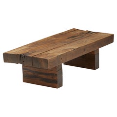 Table basse rustique en bois massif Wabi-Sabi