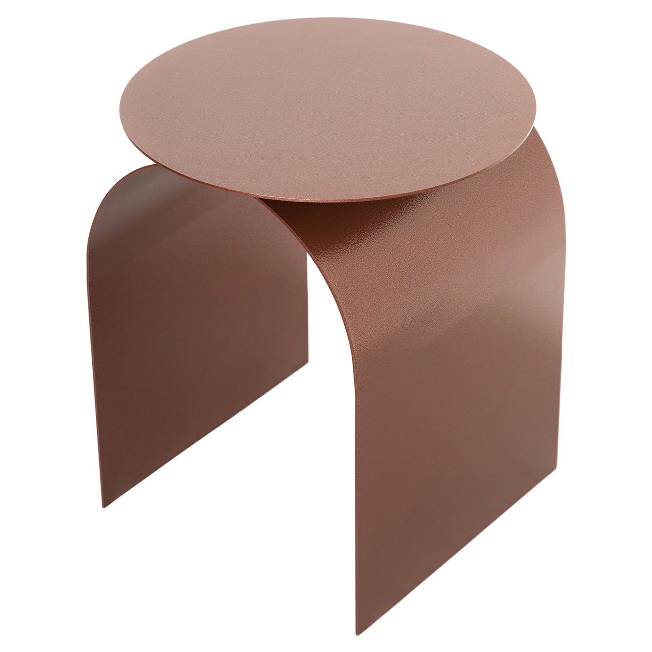 Contemporary Spinzi Palladium metal side table in Hammered Copper with round top