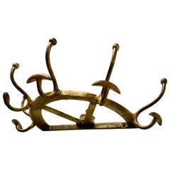 Antique Wall Hanging Brass Coat and Hat Hooks 