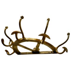 Antique Wall Hanging Brass Coat and Hat Hooks