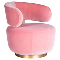 Modern Caju Lounge Chair, Pink Velvet, Handmade in Portugal by Greenapple
