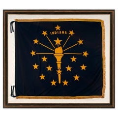 Indiana State Flag, with Gold Fringe circa 1930-1955