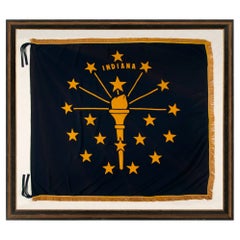 Vintage Indiana State Flag, with Gold Fringe ca 1930-1955