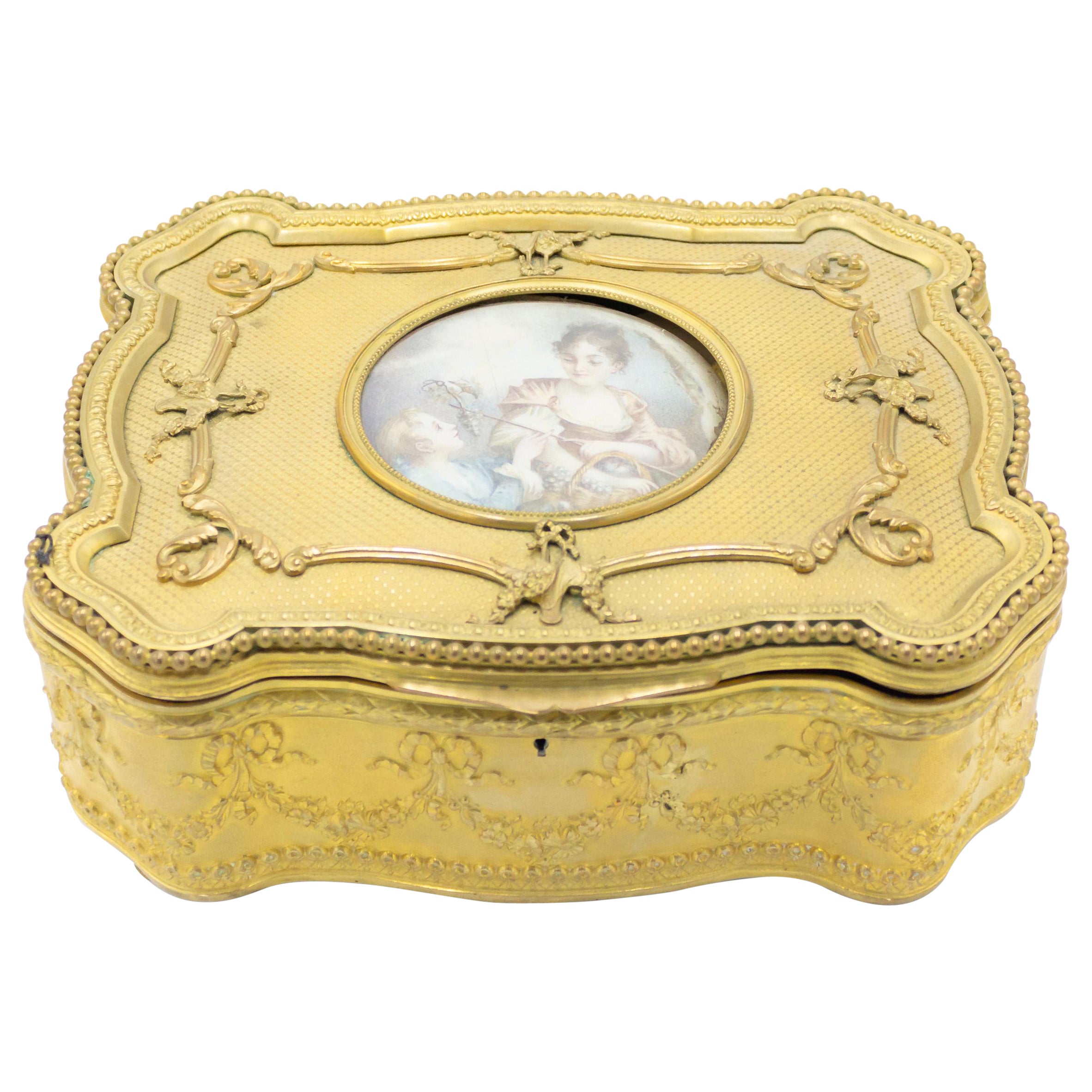 French Louis XVI Style Bronze Dore Box For Sale