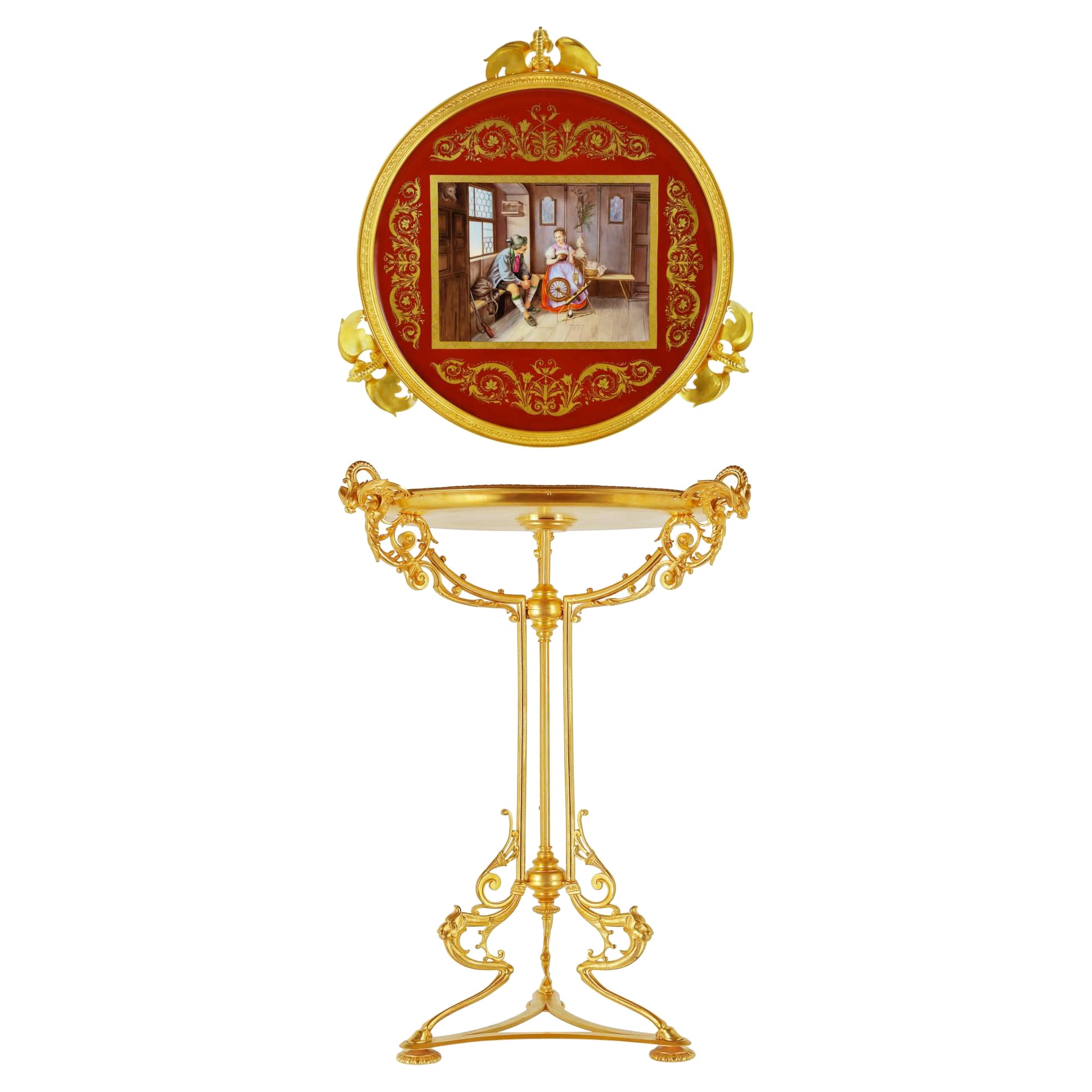 Royal Vienna Porcelain and Gilt Bronze Circular Side Table