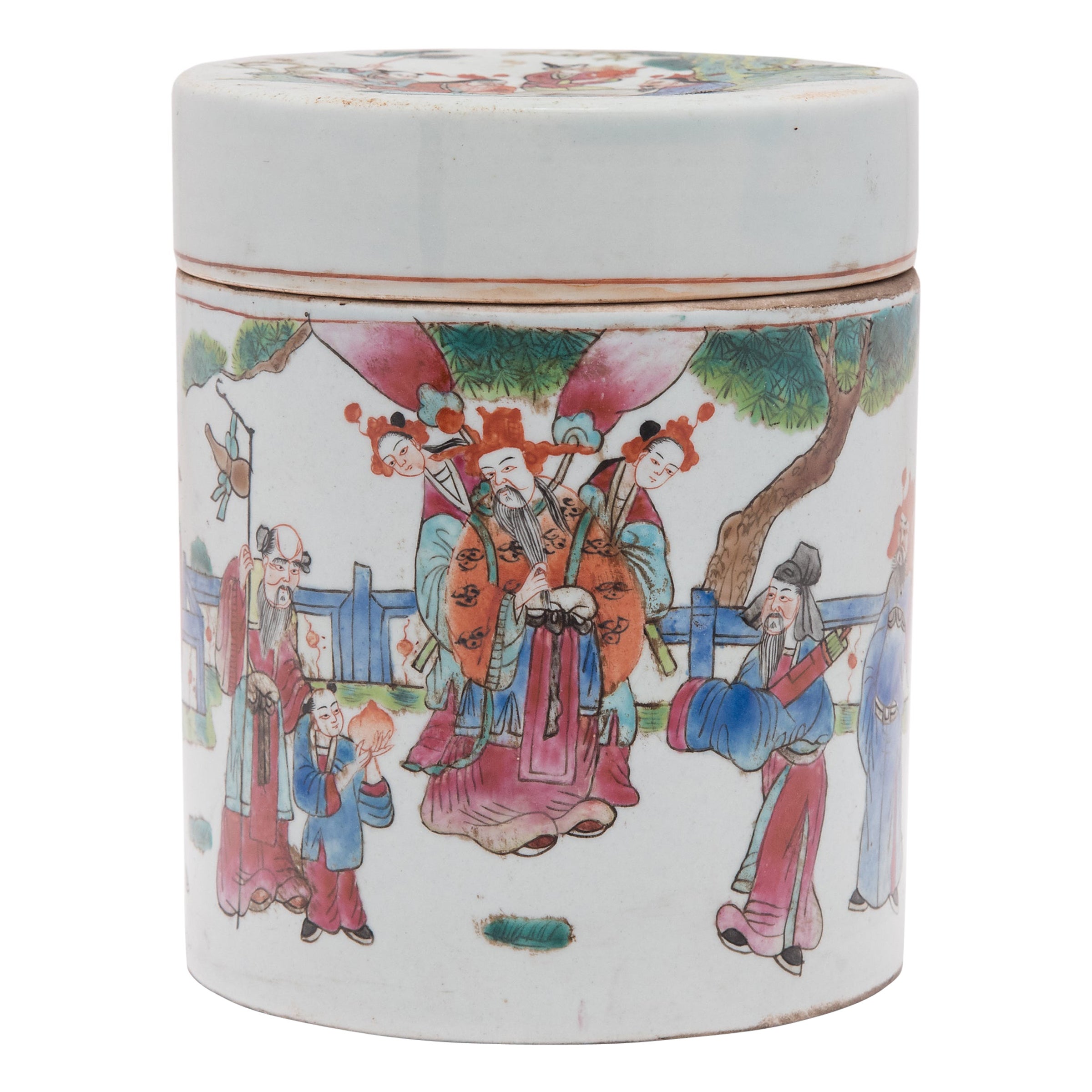 Chinese Famille Rose Sanxing Tea Leaf Jar, c. 1900