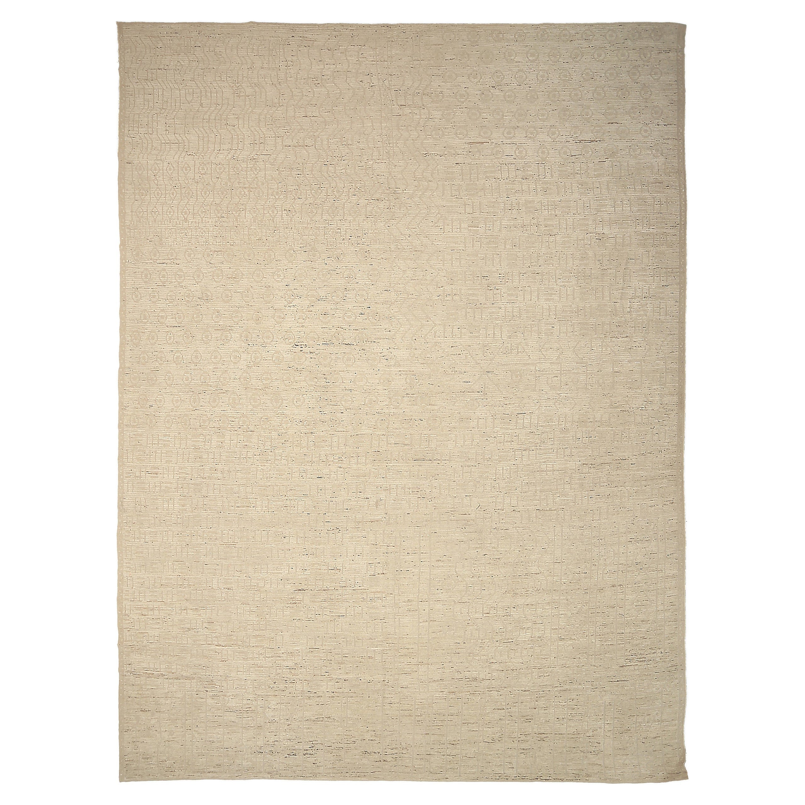Nazmiyal Collection Beige Geometric Modern Distressed Rug. 16 ft x 20 ft 10 in