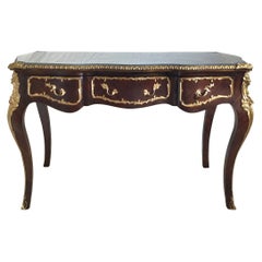 Elegant Louis XVI Style Bureau Plat Desk with gilt Brass Mounts