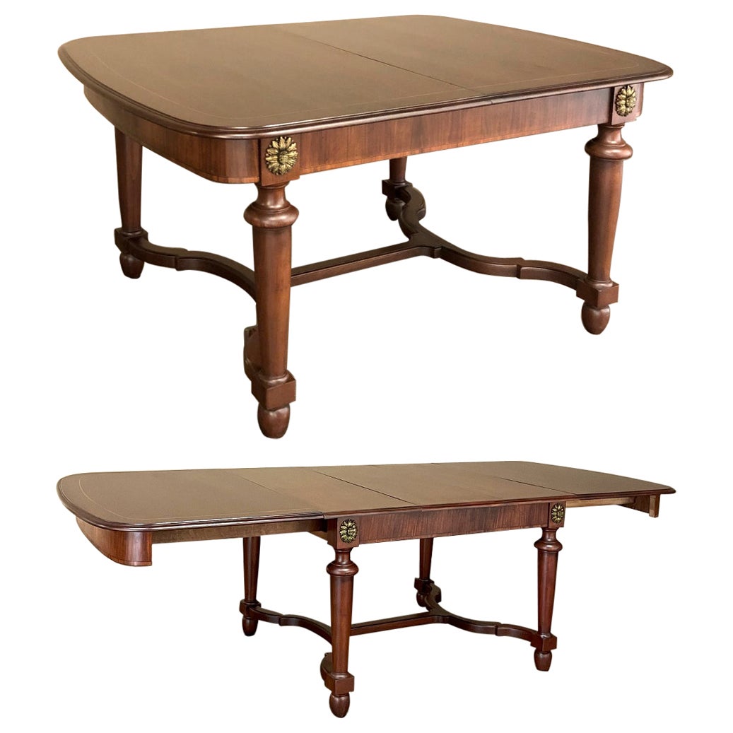 Antique French Louis XVI Mahogany Dining Table with Ormolu