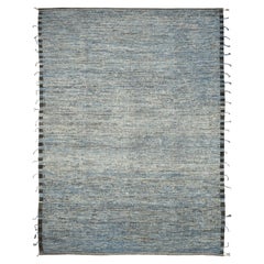 Nazmiyal Collection Blue Geometric Modern Distressed Rug.13 ft 11 in x 18 ft 9in