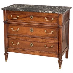 French Small Chest or Commode of Walnut with Marble Top