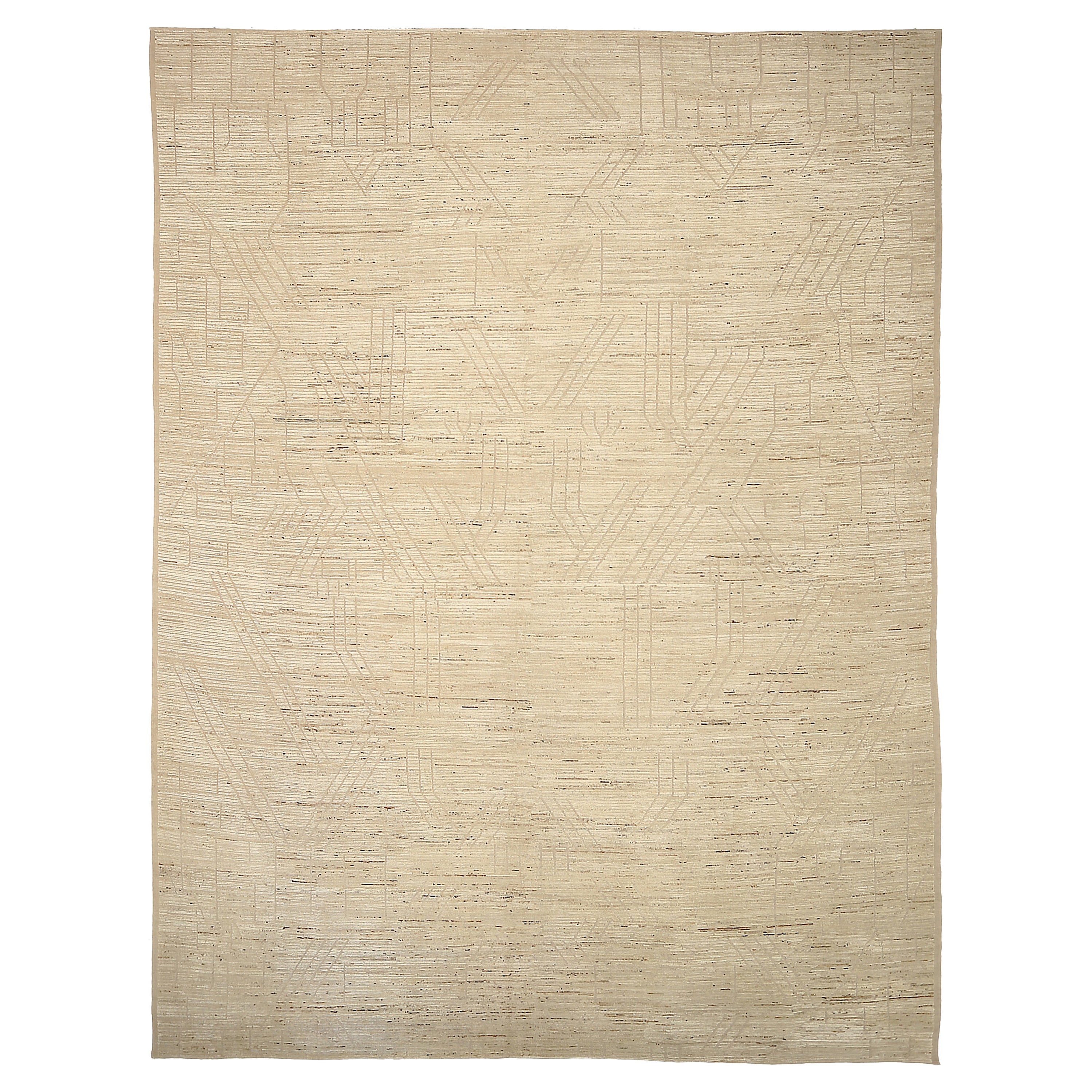 Nazmiyal Collection Beige Geometric Modern Distressed Rug. 14 ft 2 in x18 ft 7in