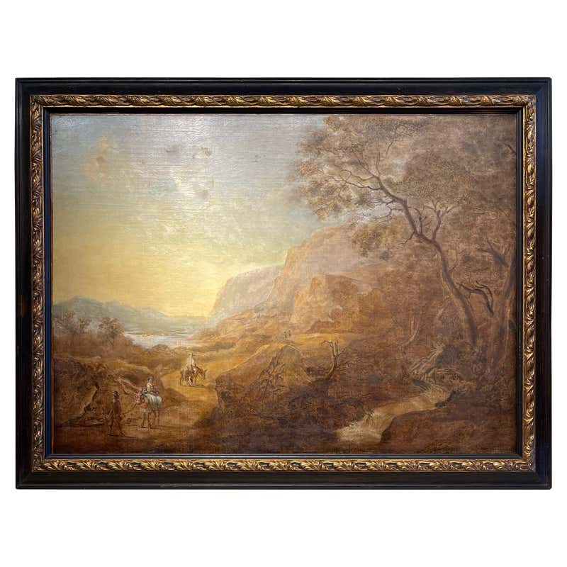 Framed Alpine Trees Mountain Landscape Painting A. Schluter Oil on ...