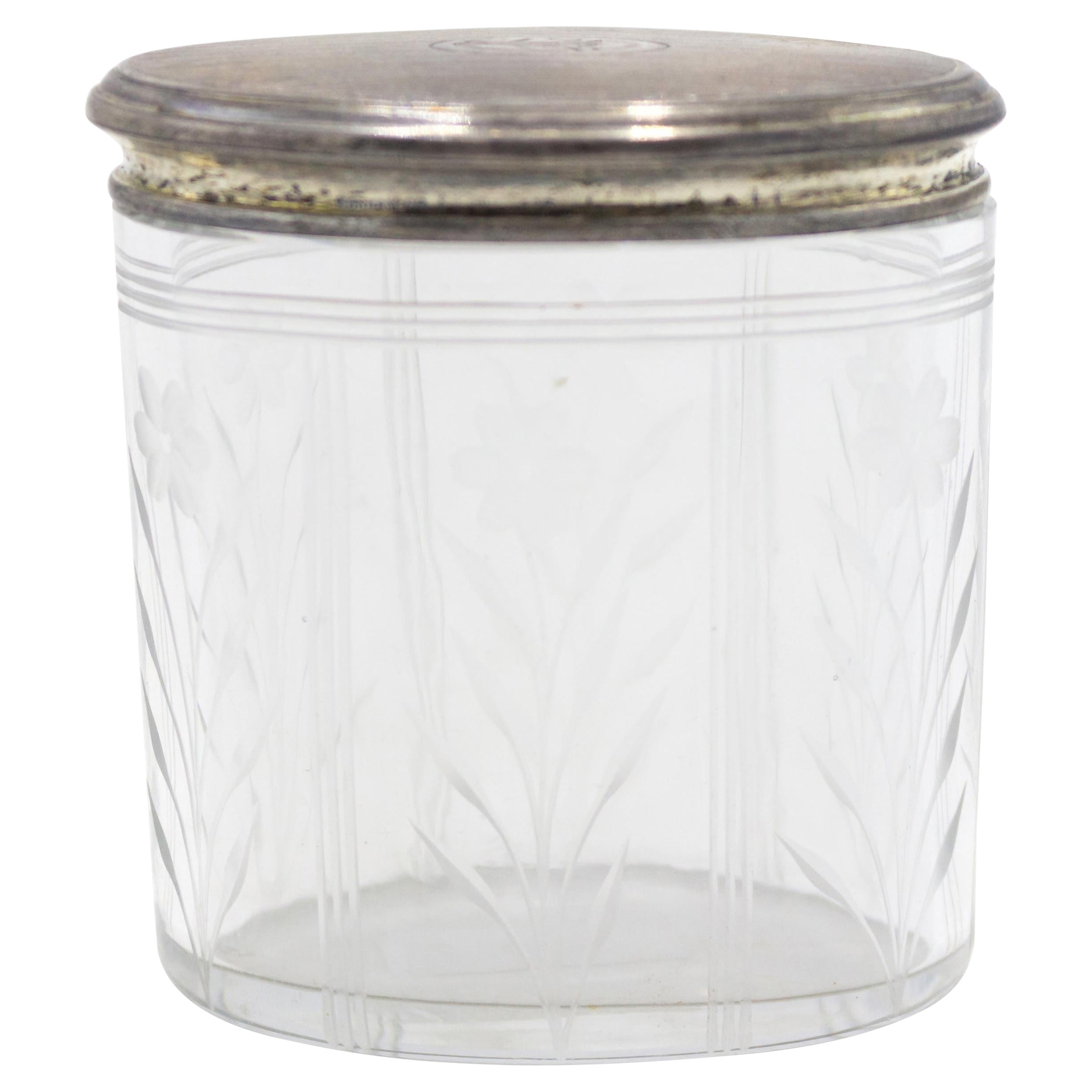 Caja Art Déco de cristal y plata en venta