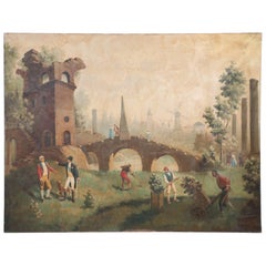 Giardinieri tra le rovine Pittura a olio su tela