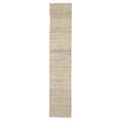 Nazmiyal Collection Beige Modern Distressed Runner. Size 2 ft 11 in x 15 ft 9 in
