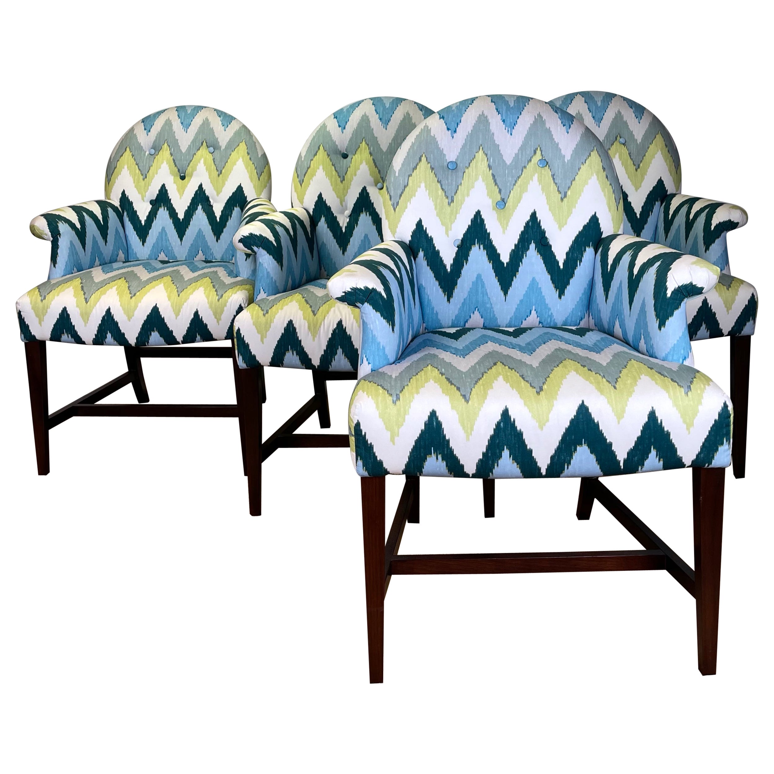 Set of Four Upholstered Armchairs For Sale