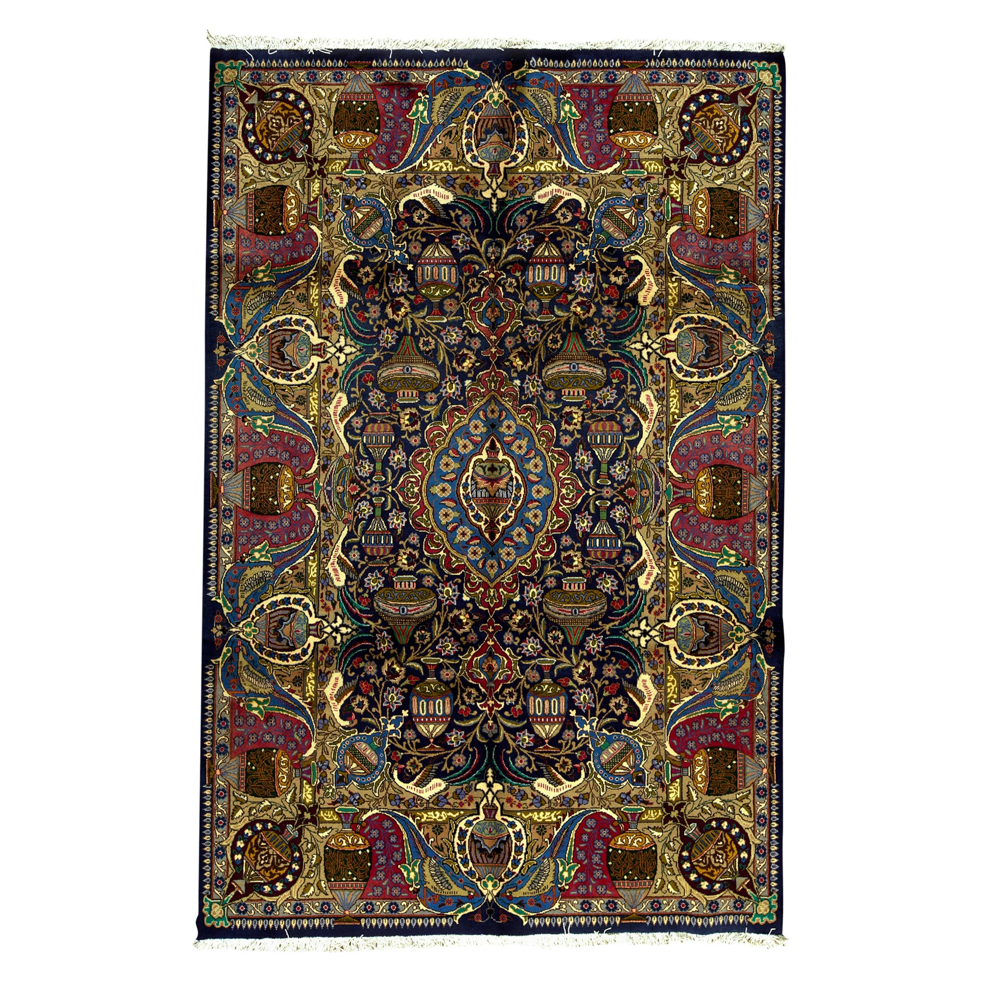 Antique Persian Fine Traditional Handwoven Luxury Wool Multi Rug