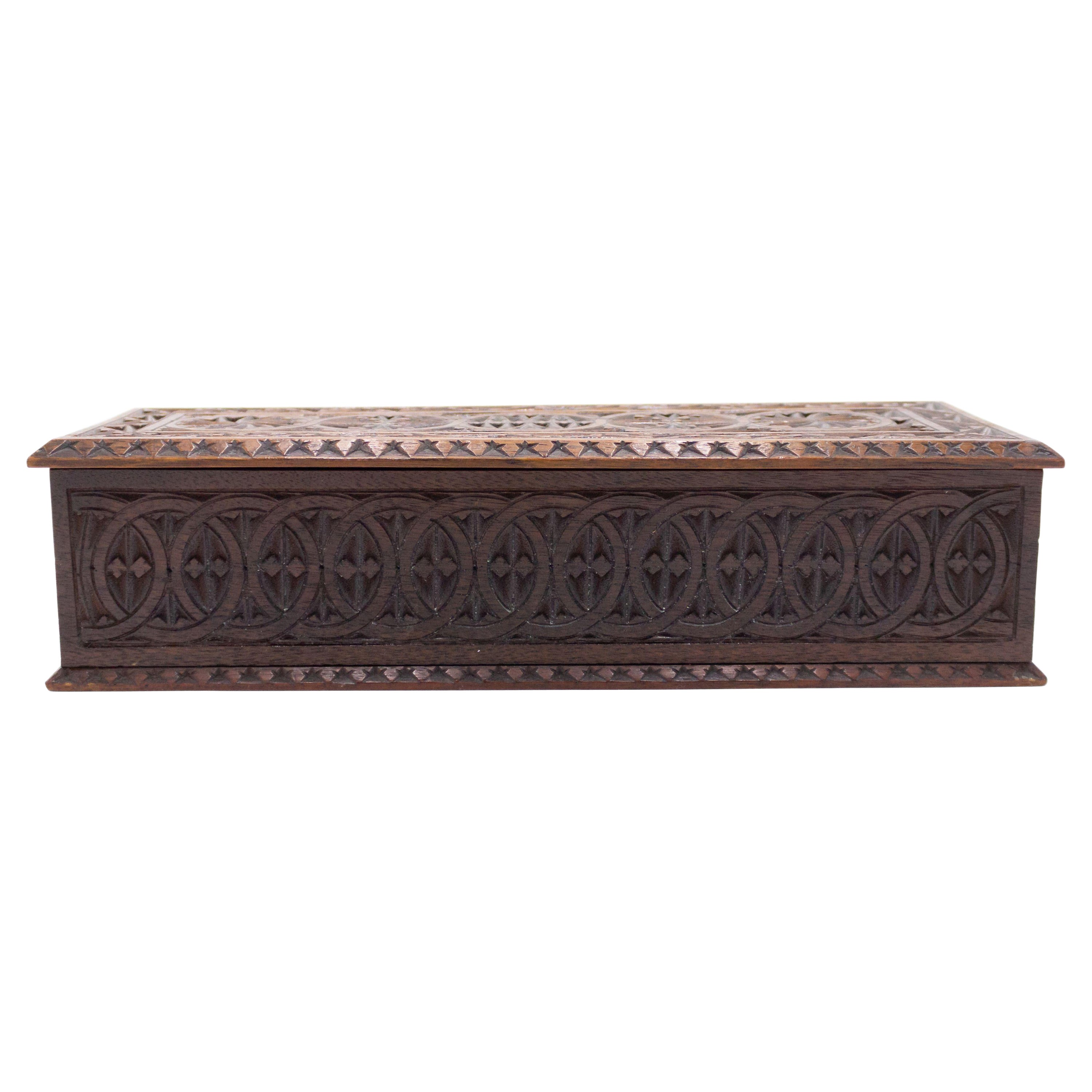 Rustic Continental Mahogany Box For Sale