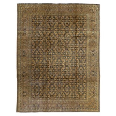 Vintage Persian Fine Traditional Handwoven Luxury Wool Navy / Rust Rug