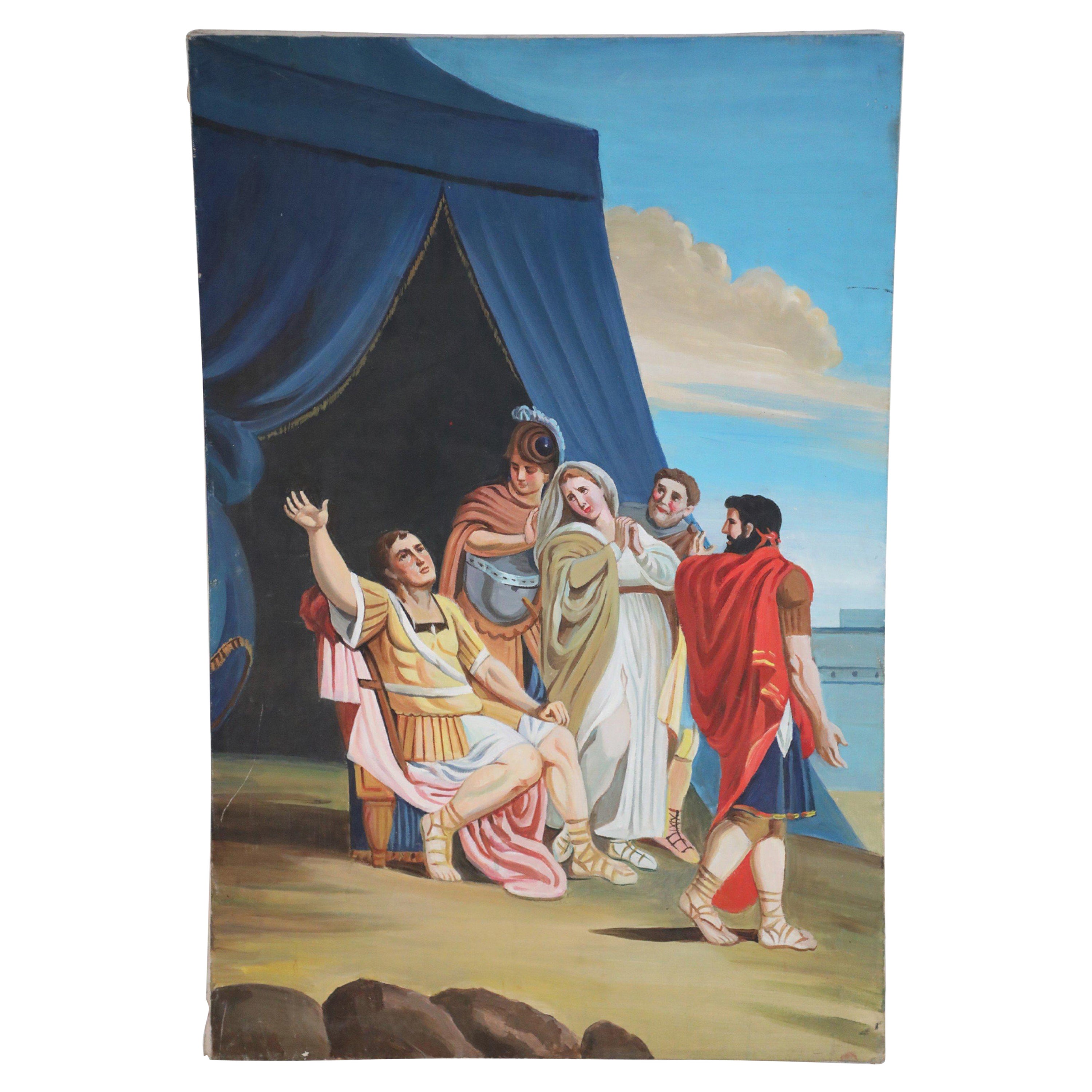 Heroic Gladiator and Blue Tent Oil Painting on Canvas For Sale