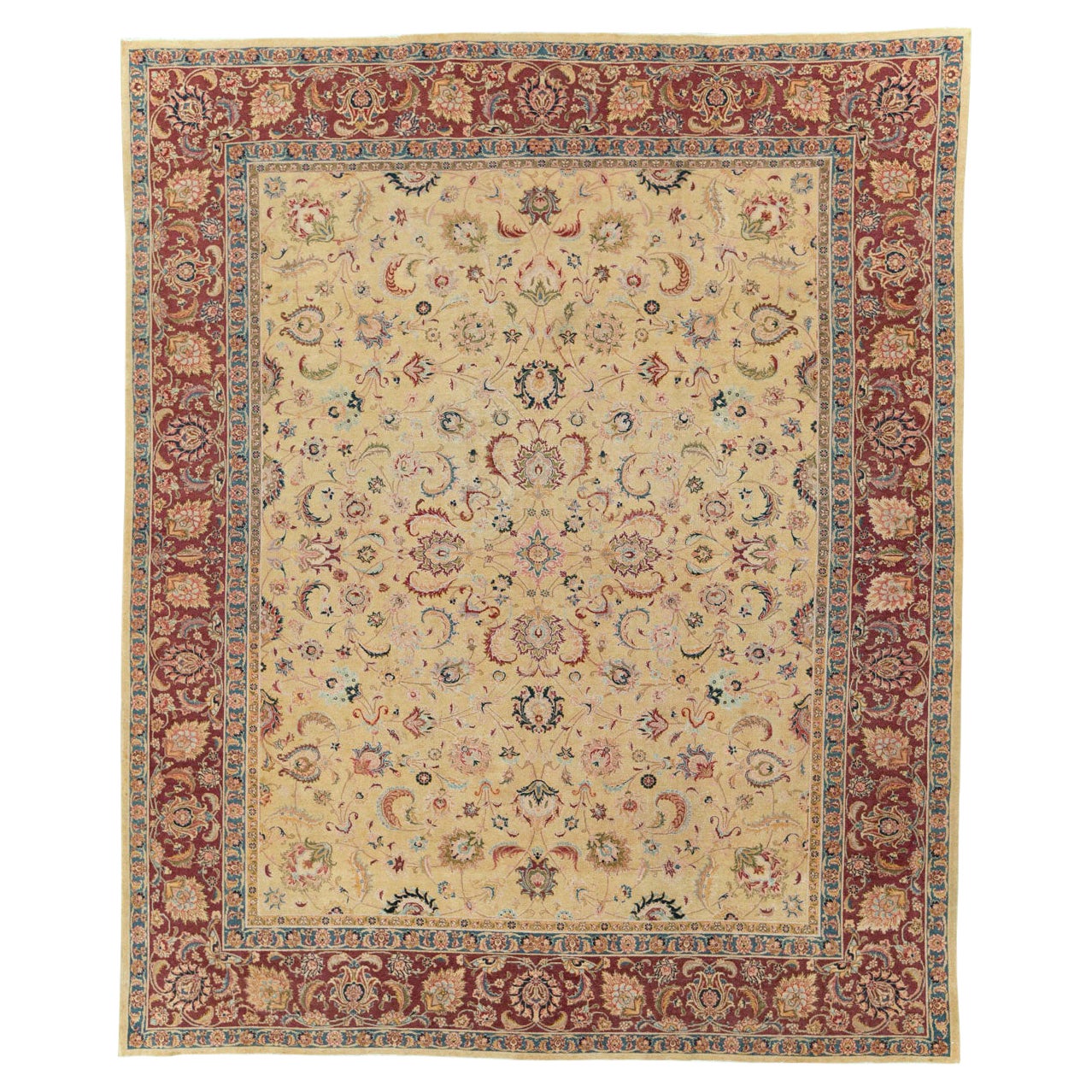 Mid-20th Century Handmade Persian Tabriz Room Size Carpet