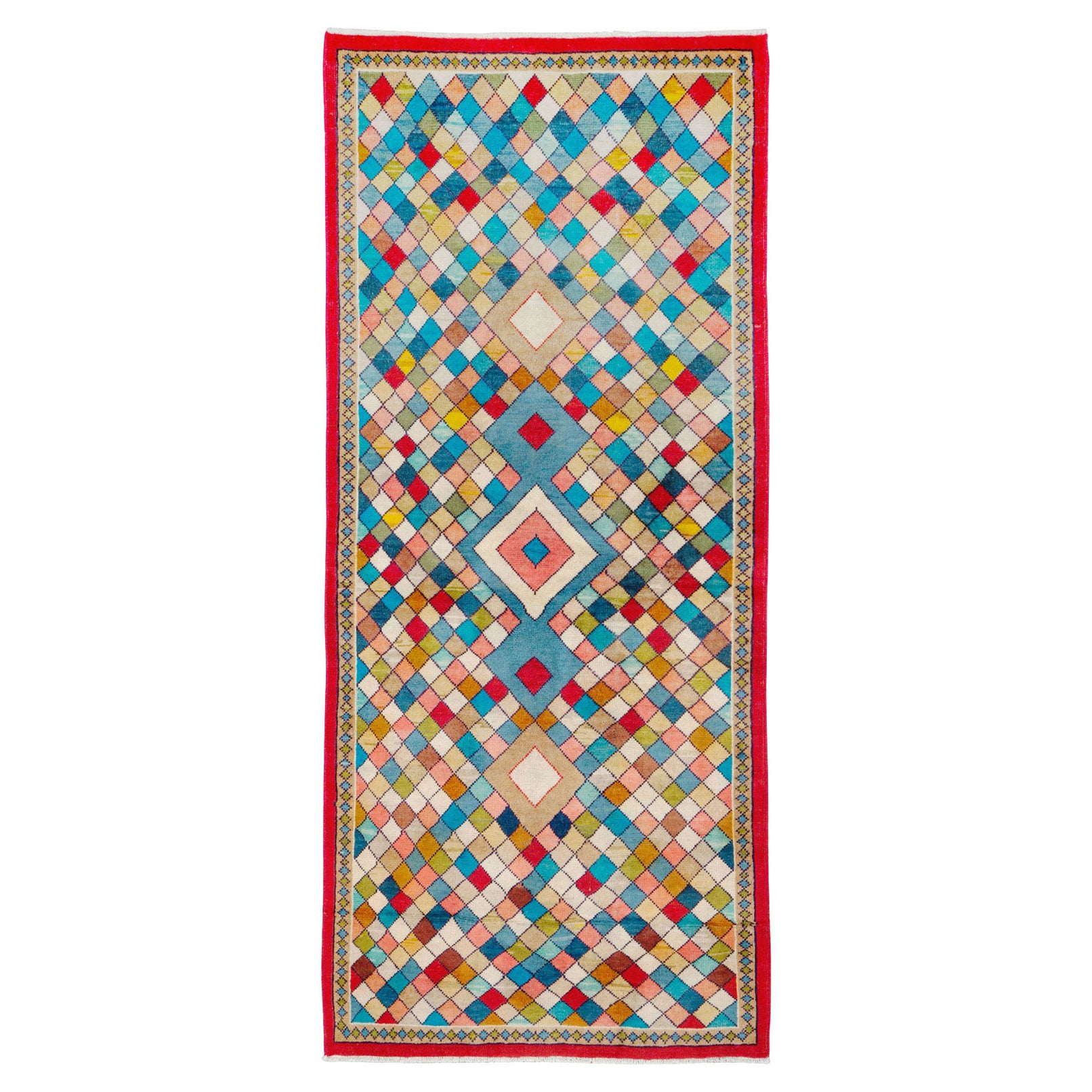 Mid-20th Century Handmade Persian Art Deco Style Mahal Throw Rug For Sale