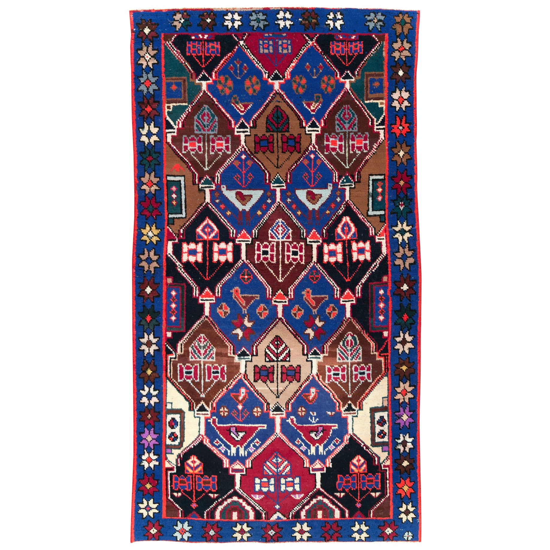 Handgefertigter persischer Hamadan-Akzentteppich aus der Mitte des 20. Jahrhunderts