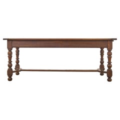 Antique Country French Provincial Oak Farmhouse Trestle Dining Table