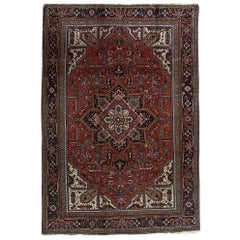 Antique Persian Fine Traditional Handwoven Luxury Wool Red / Navy Rug