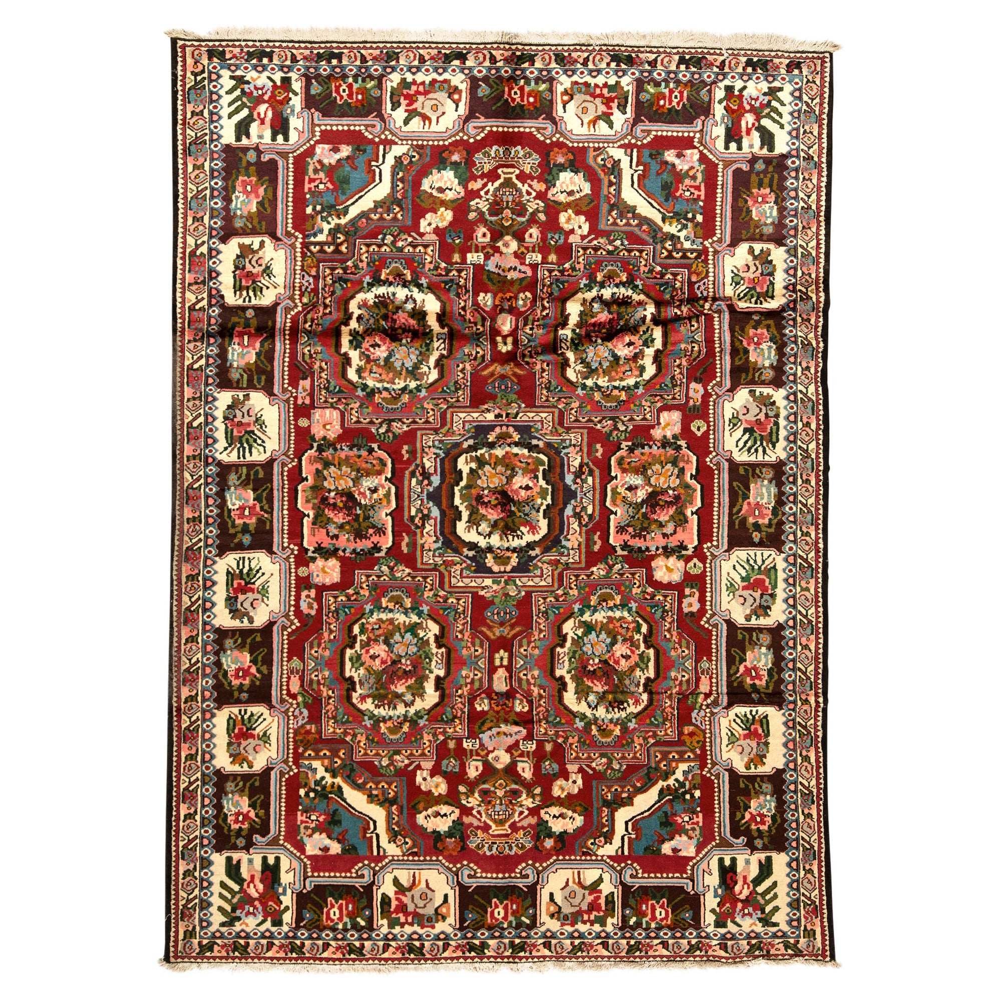 Antique Persian Fine Traditional Handwoven Luxury Wool Red Rug For Sale
