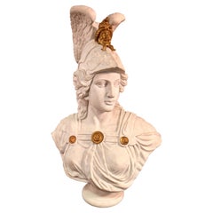 Large Marble and Bronze Bust of Minerva Goddess of Wisdom