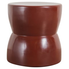 Contemporary Red Bean Lacquer Low Empire Drumstool by Robert Kuo