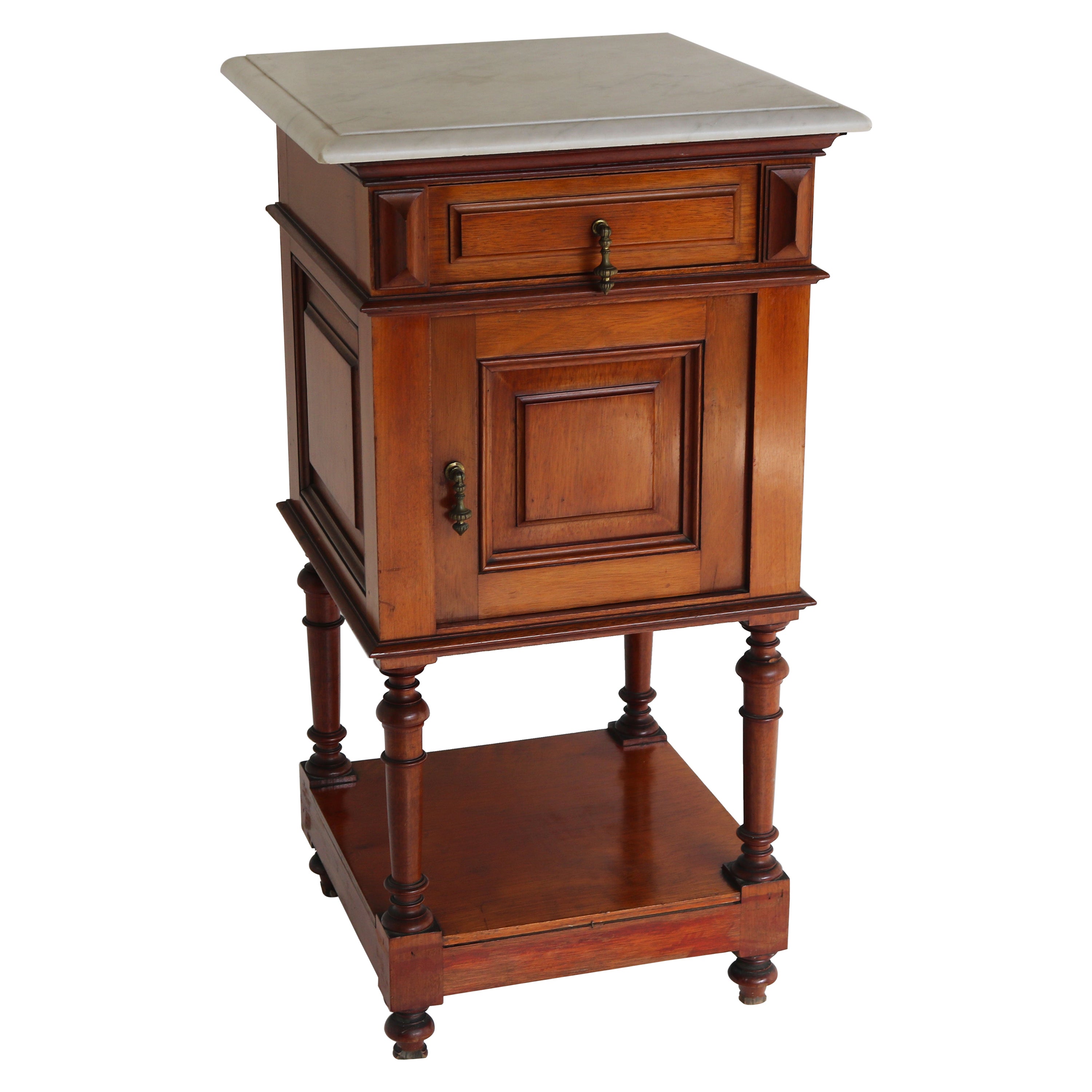 Antique French 19th Century Nightstand / Side Table with Marble Top Bedside