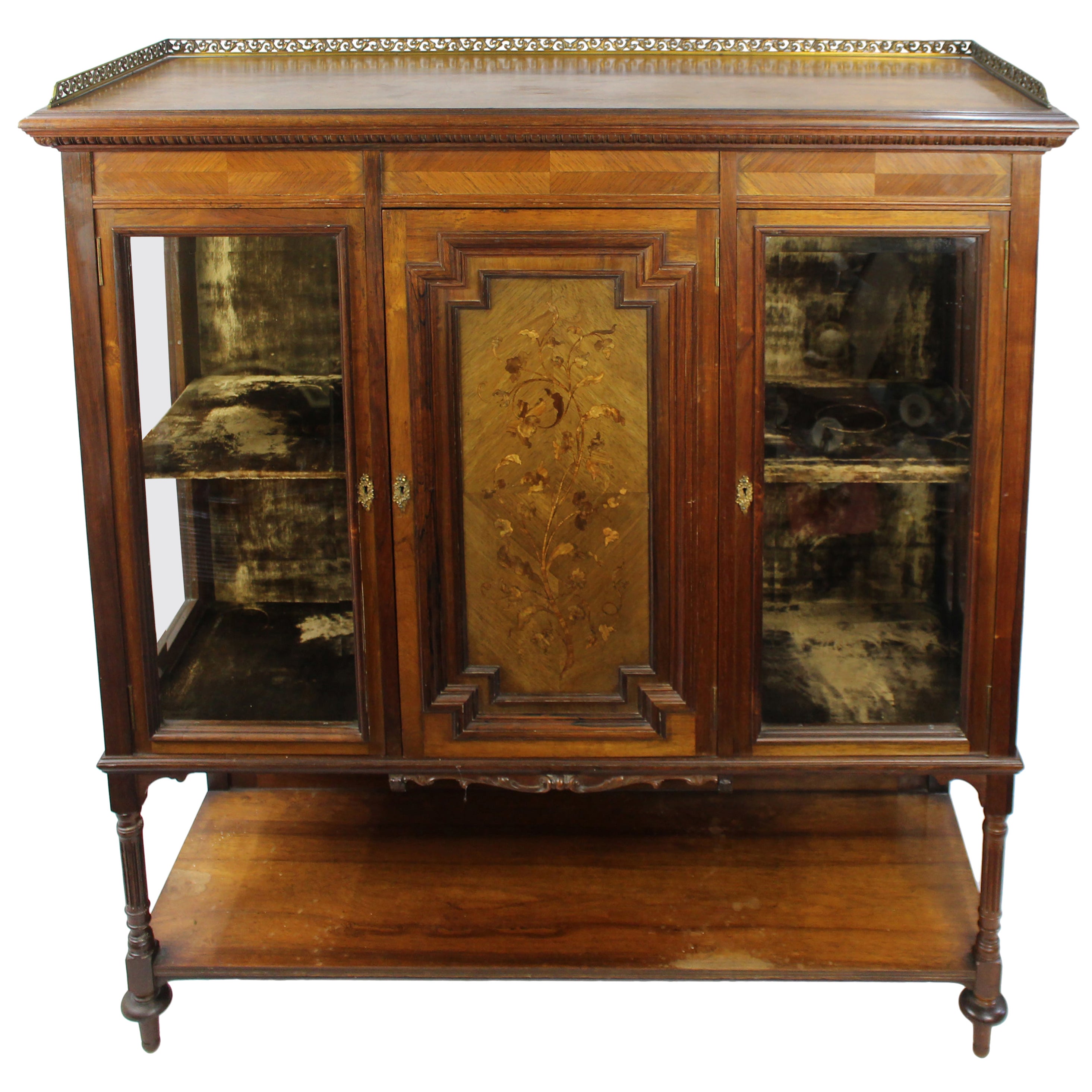 Late Victorian Inlaid Rosewood Display Cabinet For Sale