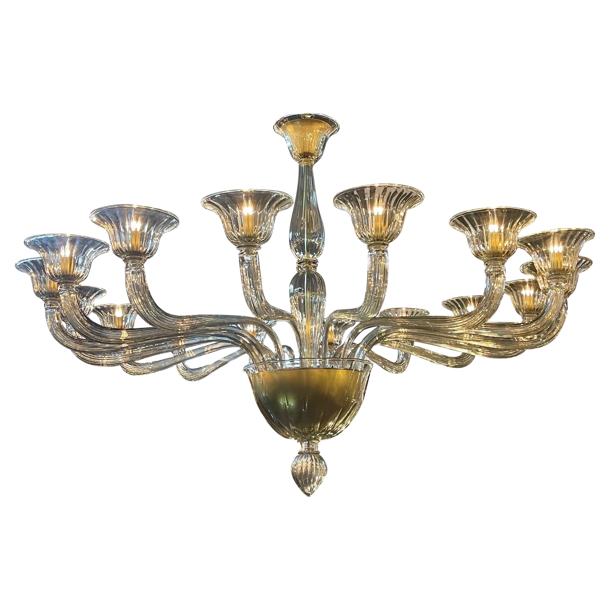 Lustre moderne à grande échelle en verre de Murano avec 16 ampoules