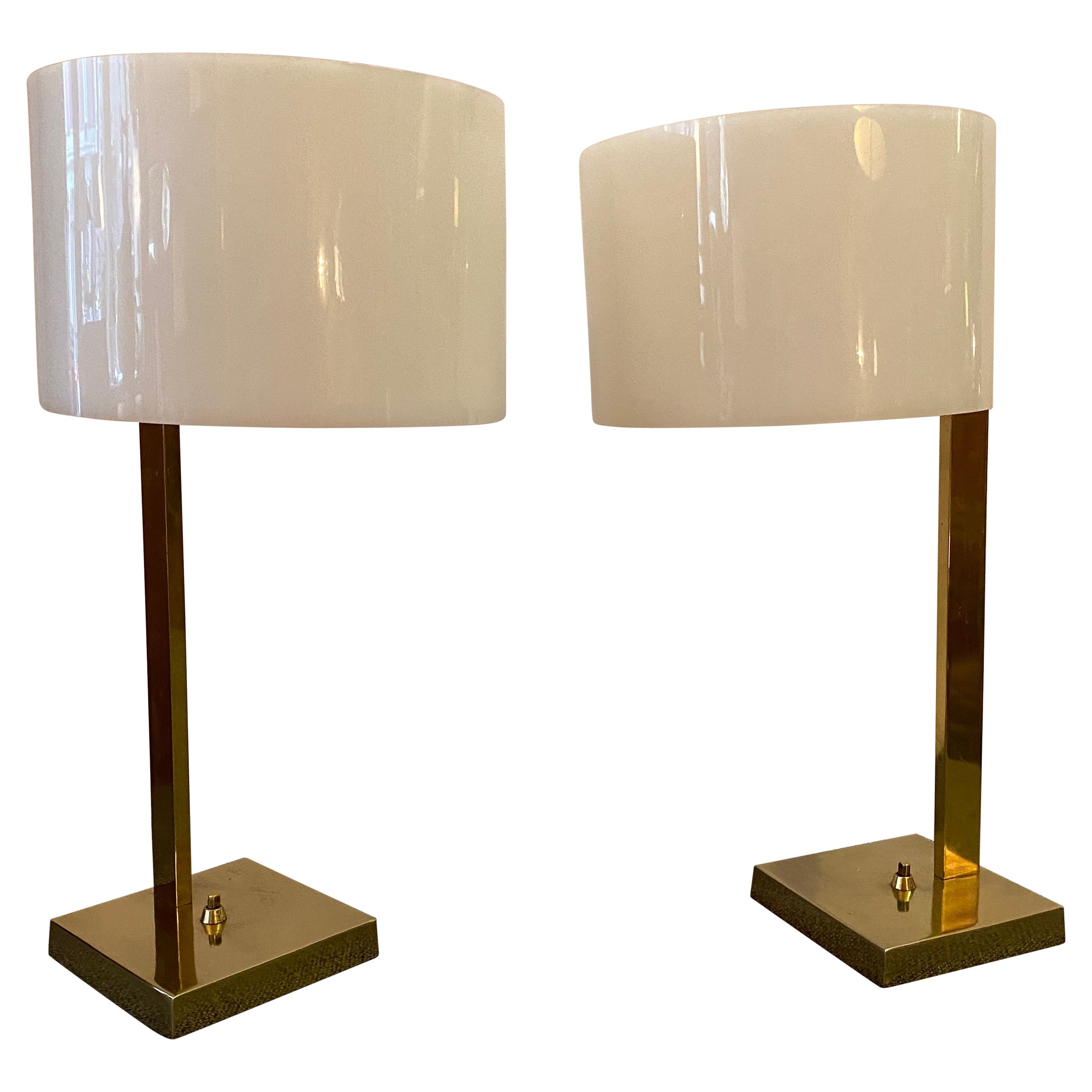 Uno and Osten Kristiansson Pair Luxus Table Lamps with Brass Bases