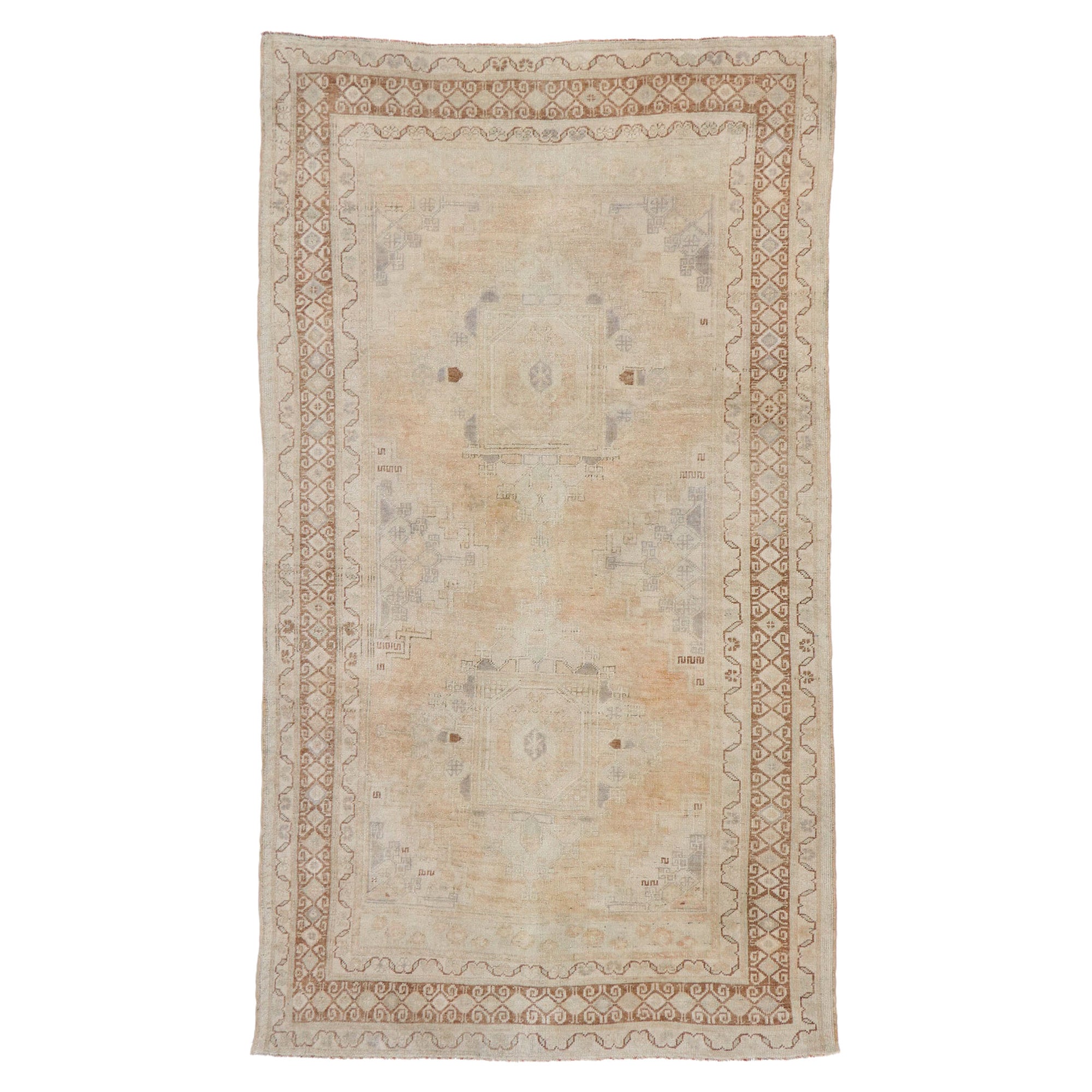 Vintage Turkish Oushak Rug with Rustic Shaker Style For Sale