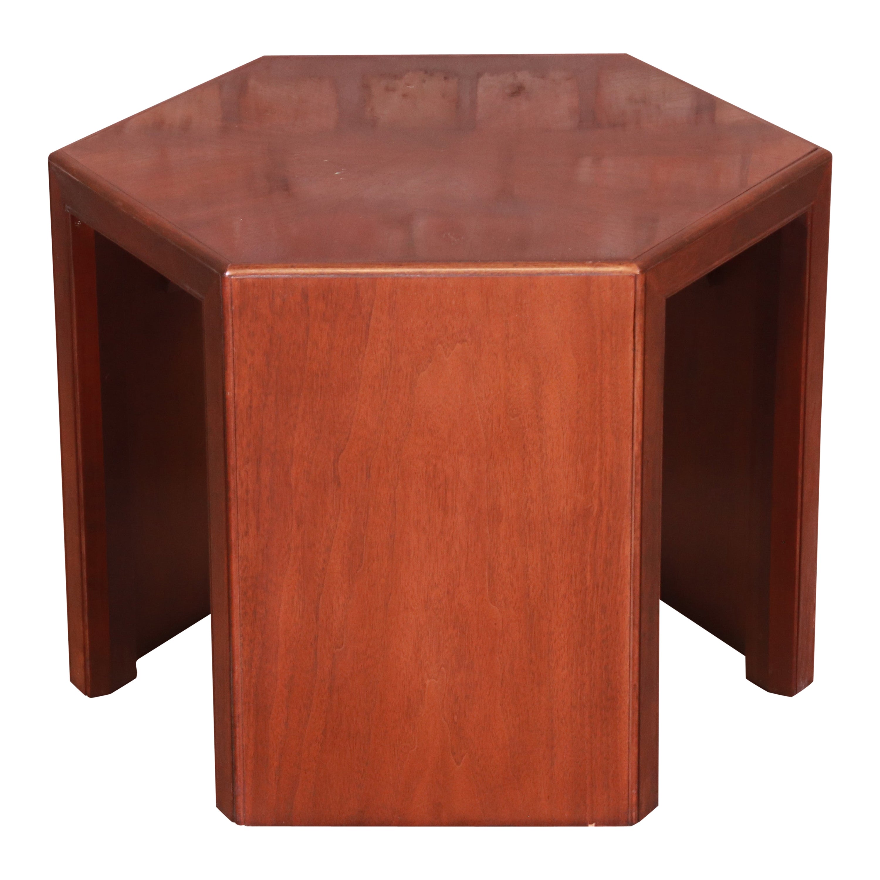 Baker Furniture Mid-Century Modern Walnut Hexagonal Side Table
