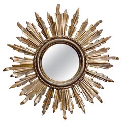 French Gold and Silver Gilt Starburst or Sunburst Mirror (Diameter 21)