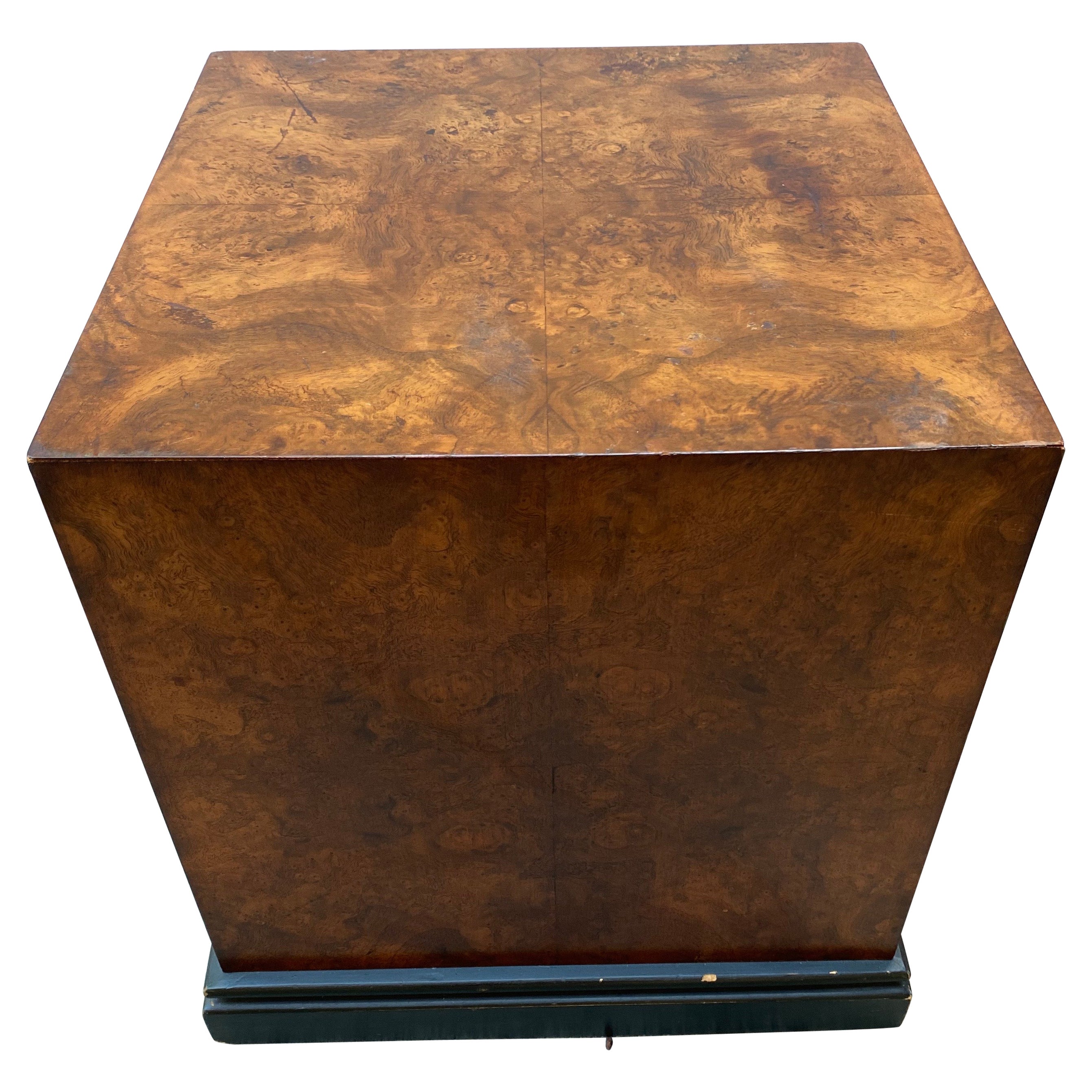Burled Wood Cube Table For Sale